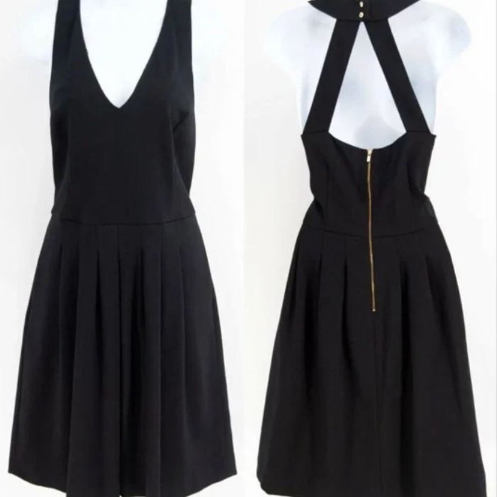 Banana Republic sleeveless black dress with gold details